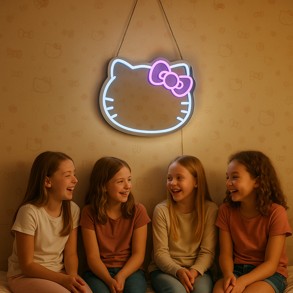 "Kitty" mirrored neon sign perfect for a child's room