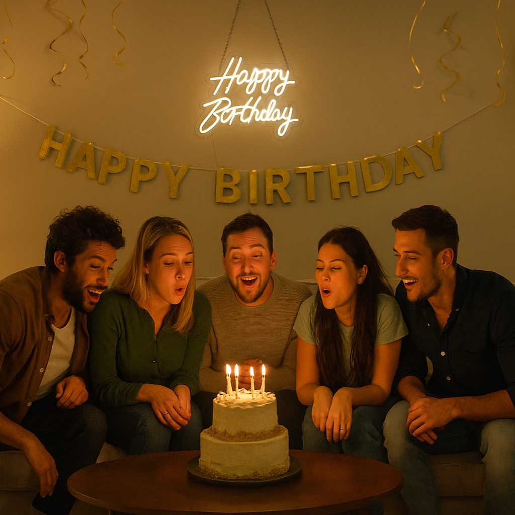 Birthday party neon sign