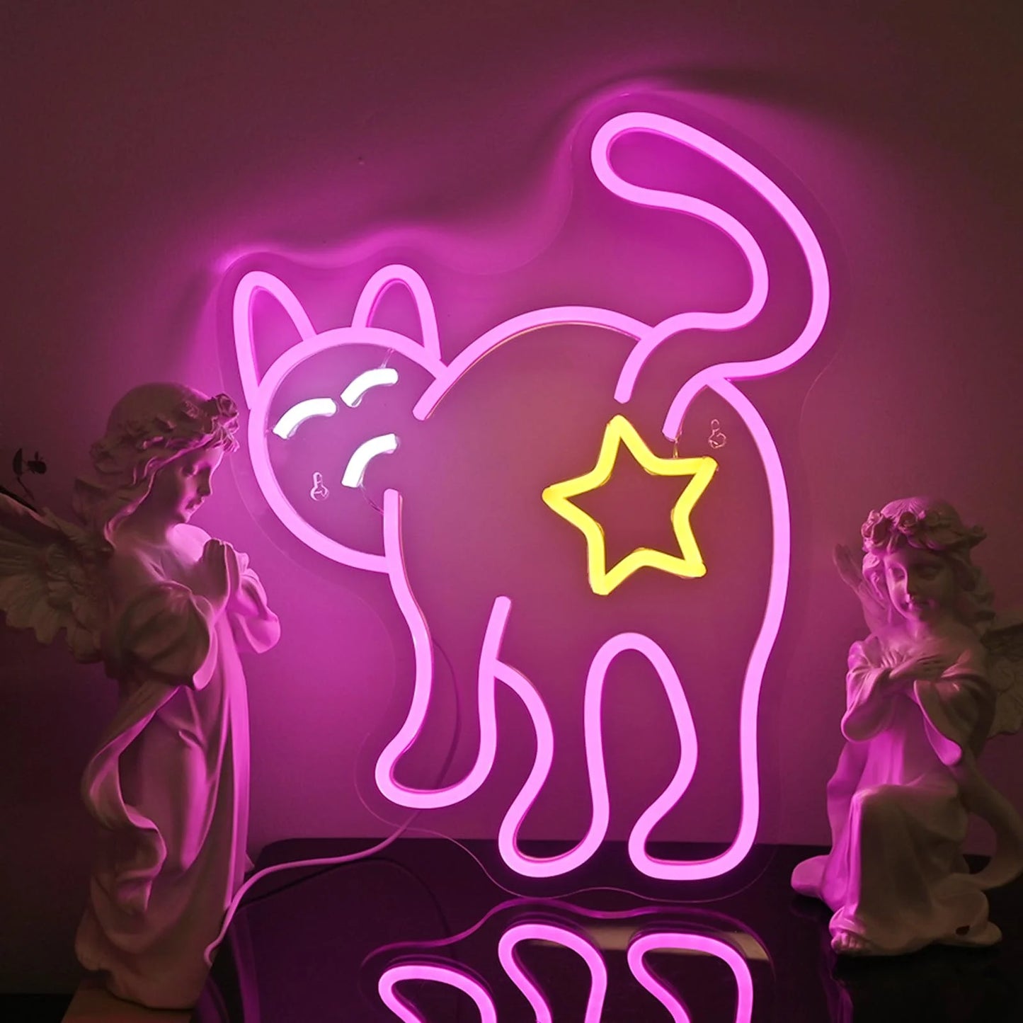 Dimmable Cat Led Neon Signs for Wall Decoration Glowing Sign Powered by USB Pet Shop Animal Party Kids Room Birthday Gift