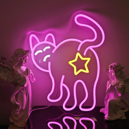 Dimmable Cat Led Neon Signs for Wall Decoration Glowing Sign Powered by USB Pet Shop Animal Party Kids Room Birthday Gift