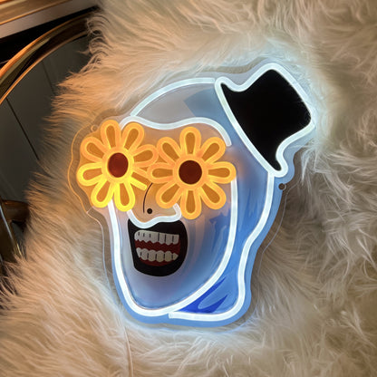 Halloween ghost face neon sign